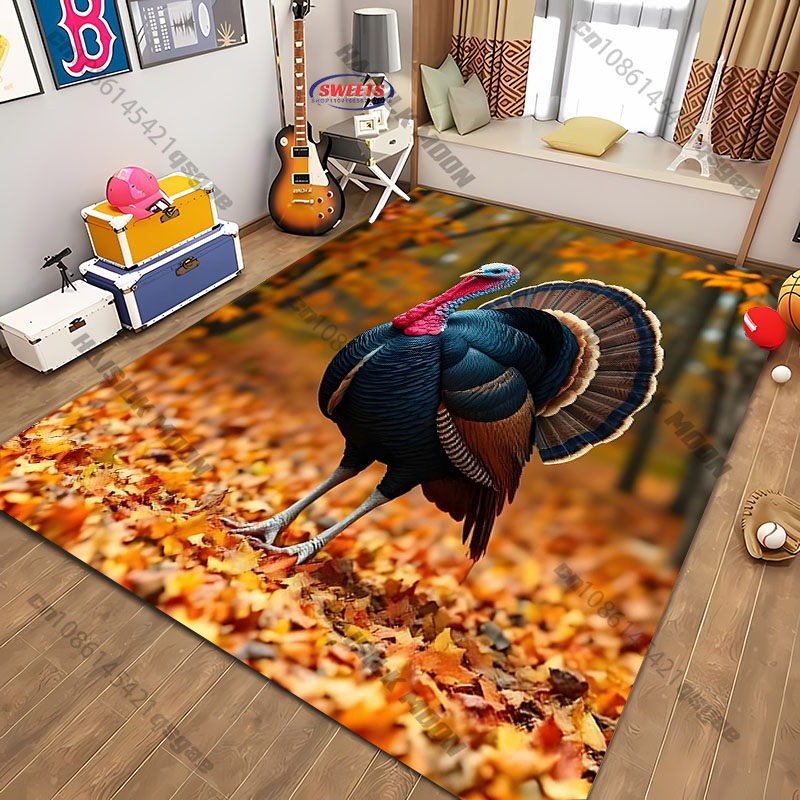 Home Textiles Turkey - Alfombra Vibrante con Diseño de Pavo,