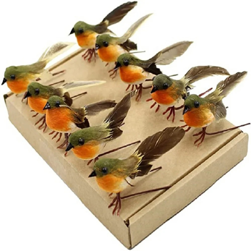 Home Textiles Today - Adorno de pájaro Robin de plumas